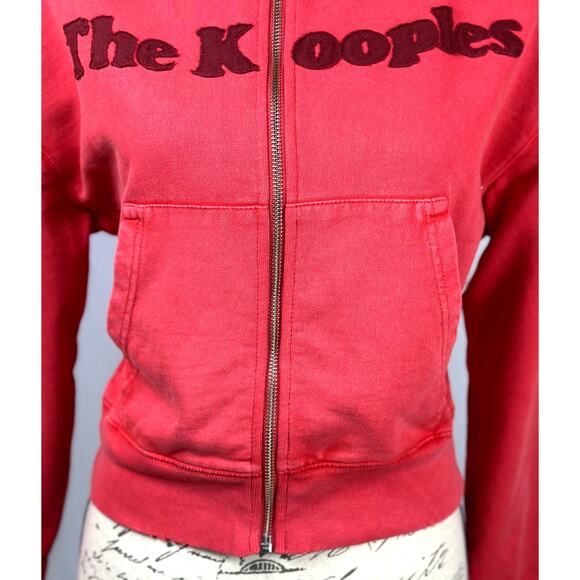 The Kooples Text-Appliqué Zip-Through Cotton-Jersey Hoodie 4 - Picture 9 of 16